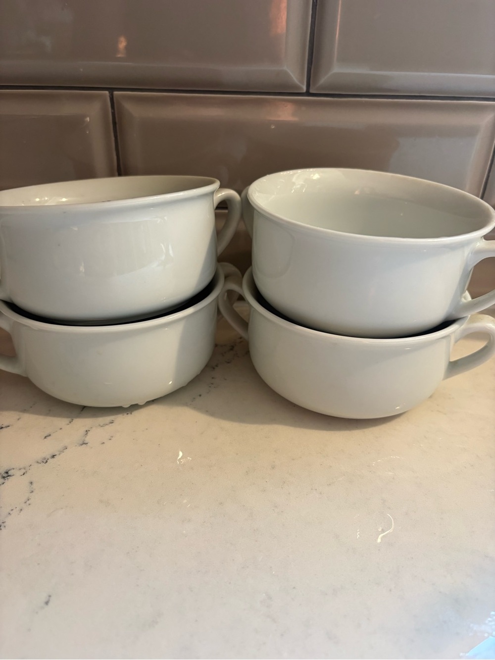 Williams-Sonoma Set of 4 Essential White 2 1/4 X 4 3/4 Soup Bowls with Handles - Picture 3 of 5